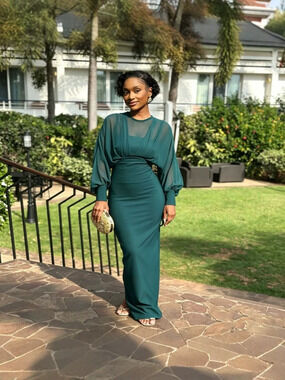 African Elegant Long Sleeve Maxi Dress for Plus Size Women Slimming Party Gown